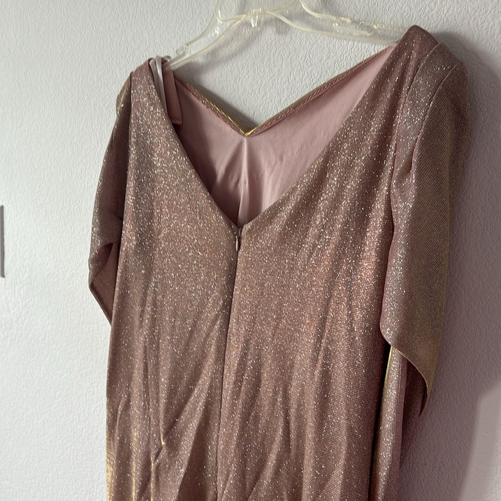 Betsy & Adam Gold and Pink Ruched Sheath Midi Dress - Picture 10 of 14